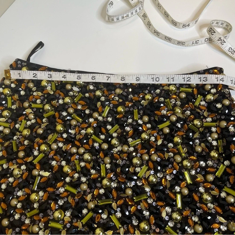 H&M SKIRT/BEADED ACCENTS IN GOLD,AMBER AND BLACK